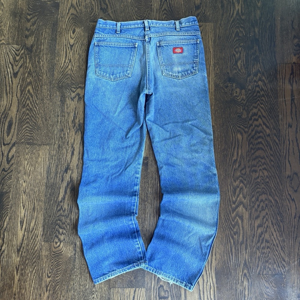 Vintage Y2K Dickies Distressed Jeans 32x33 Faded Blue Denim Workwear Light Wash